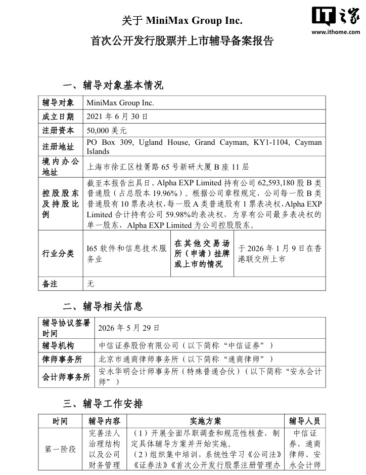 MiniMax 签署辅导协议，正式启动 A 股 IPO 进程，最新动态